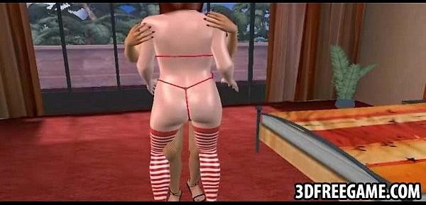  Some of santas hot 3D holiday hos are fucking with a strapon